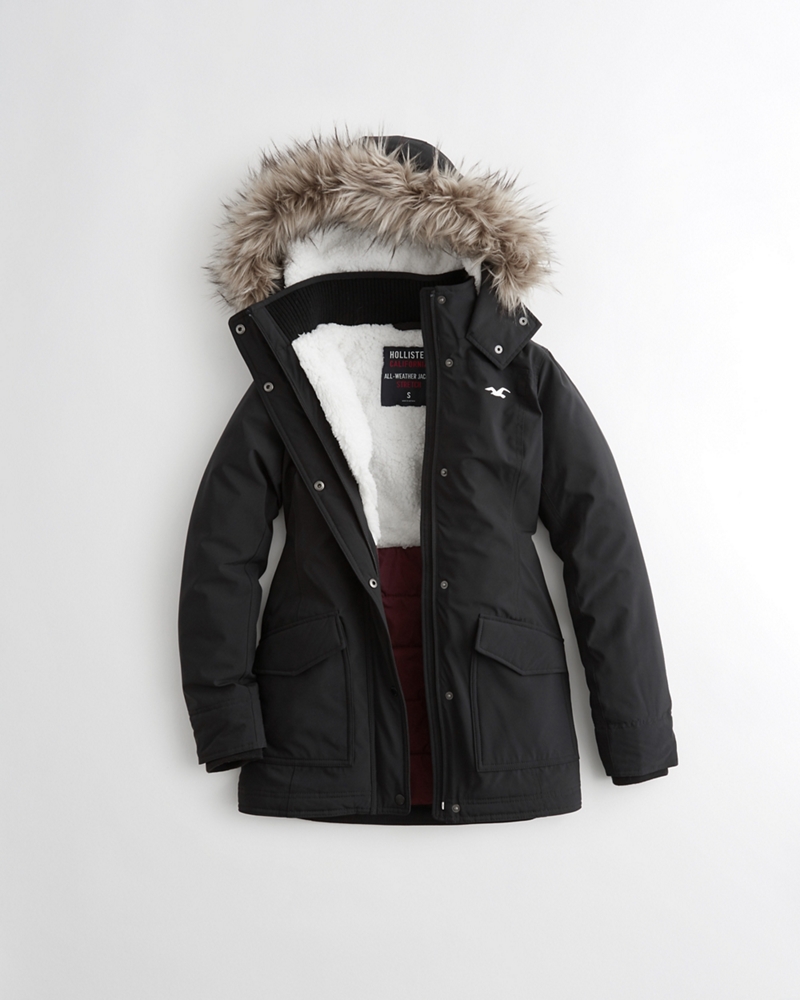 Girls Hollister All-Weather Stretch Sherpa-Lined Parka | Girls Jackets ...