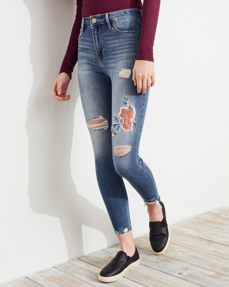 high rise crop super skinny jeans hollister