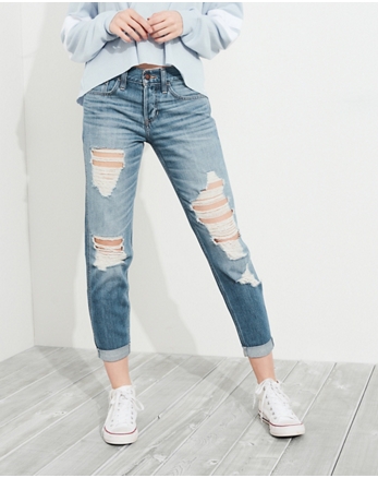 high waisted boyfriend jeans no rips