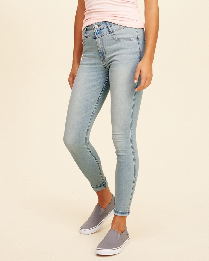 high rise crop super skinny jeans hollister