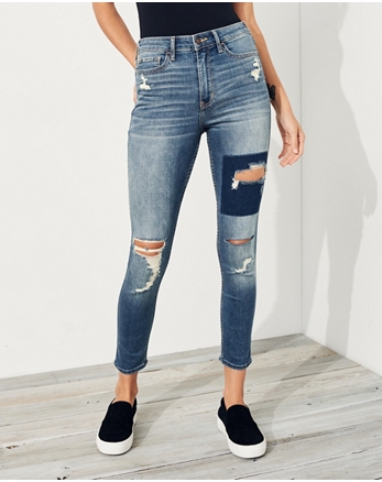 high rise crop super skinny jeans hollister