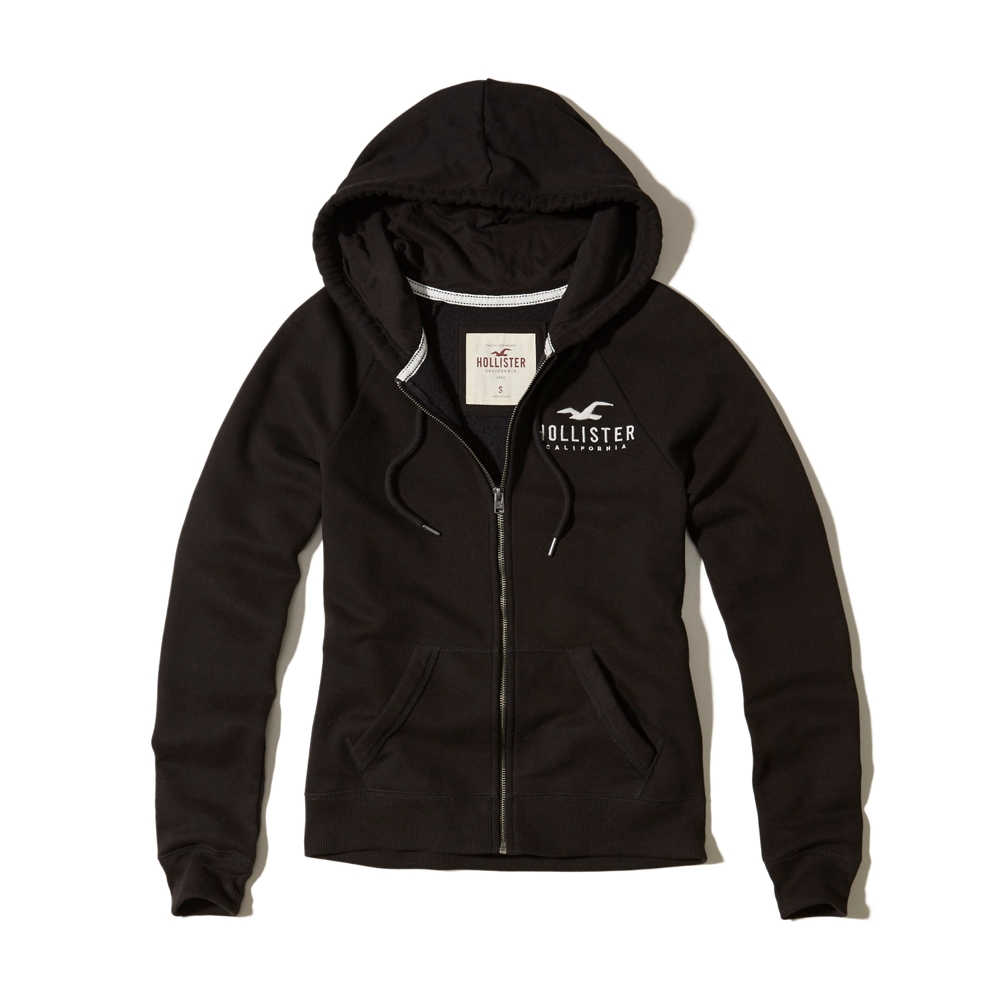 hollister black zip hoodie