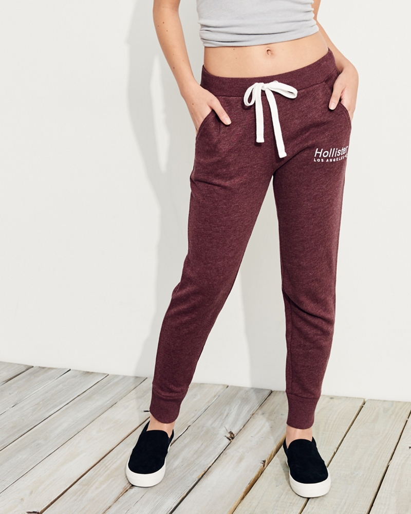 mid rise fleece joggers hollister