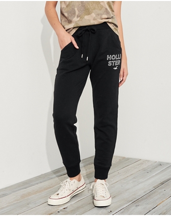 mid rise fleece joggers hollister