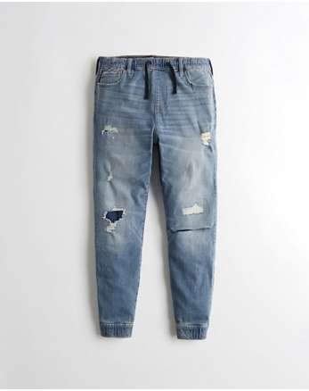 advanced stretch denim jogger pants