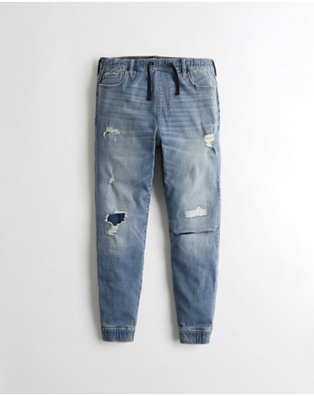 hollister denim joggers