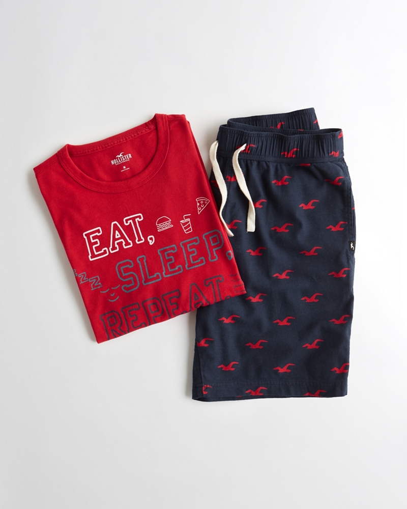 hollister graphic tee flannel sleep set