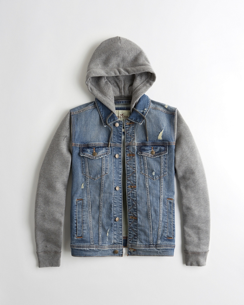 Guys Hooded Denim Jacket Guys Jackets & Coats