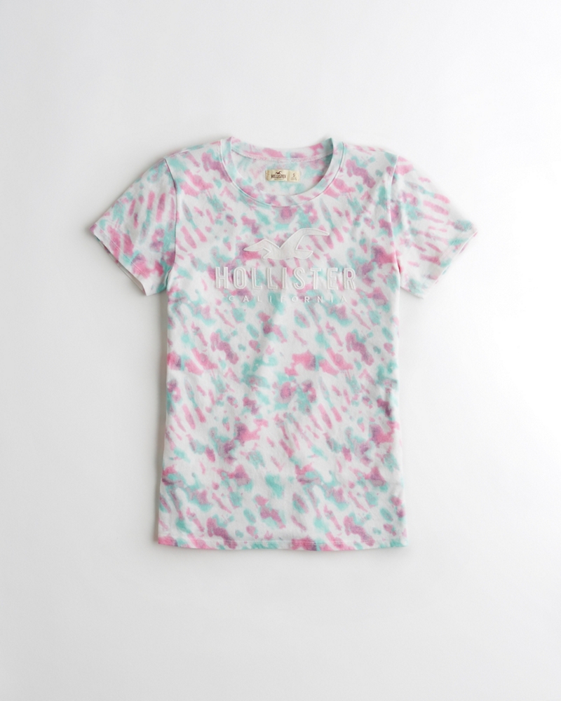 ombre print logo graphic tee hollister
