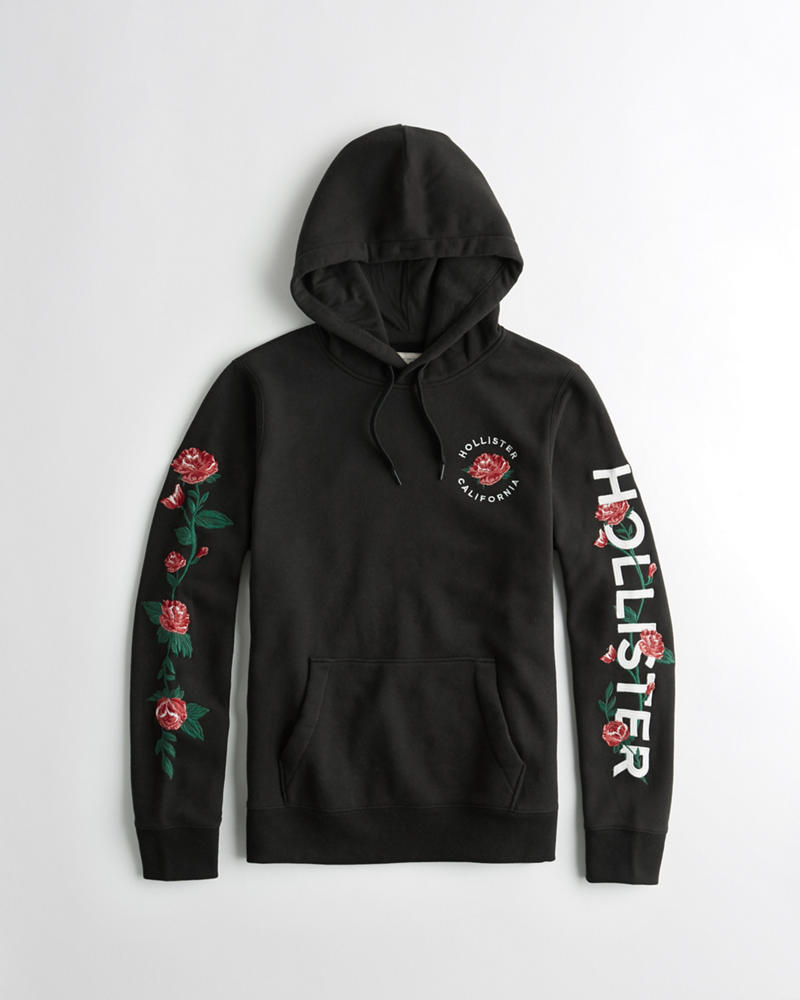 Guys Rose Embroidered Graphic Hoodie | Guys New Arrivals | HollisterCo.com