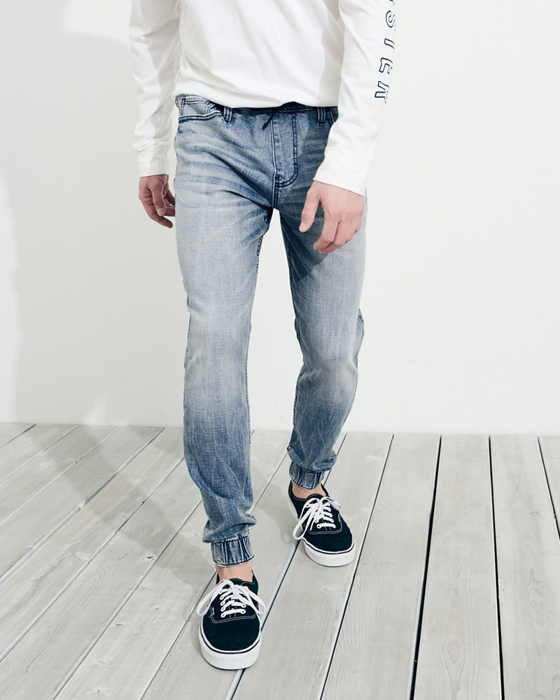 advanced stretch denim jogger pants