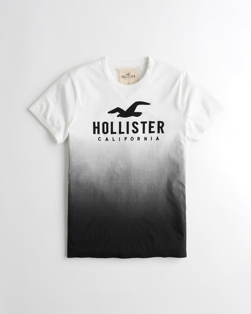 ombre print logo graphic tee hollister