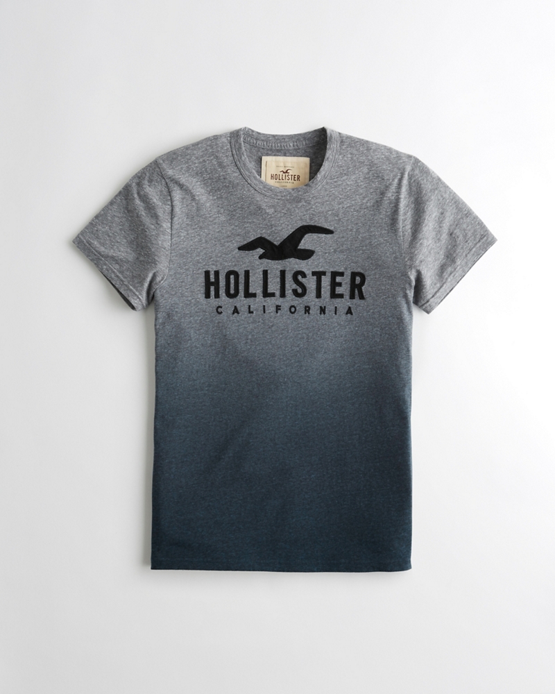 ombre print logo graphic tee hollister