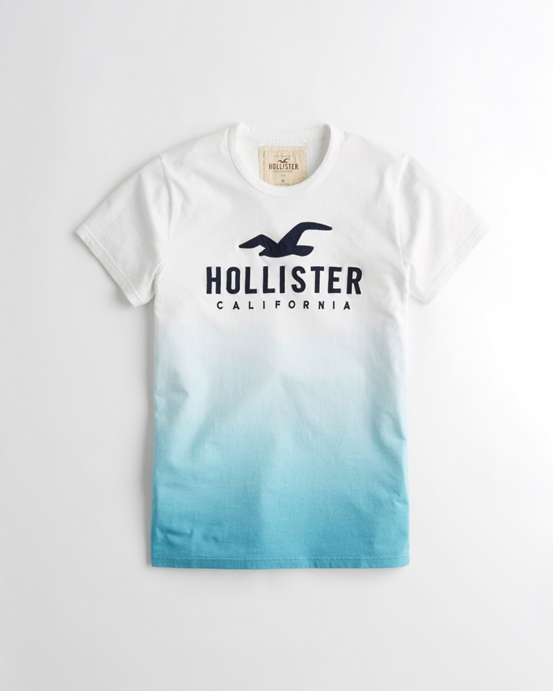 ombre print logo graphic tee hollister