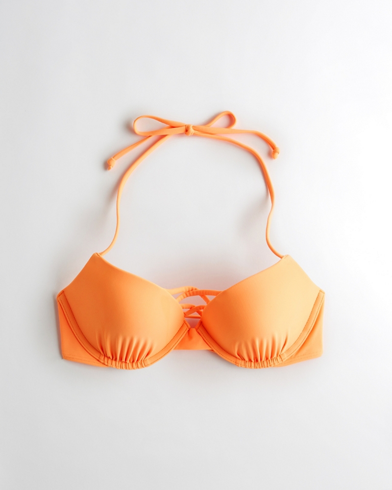 ruffle padded plunge bikini set