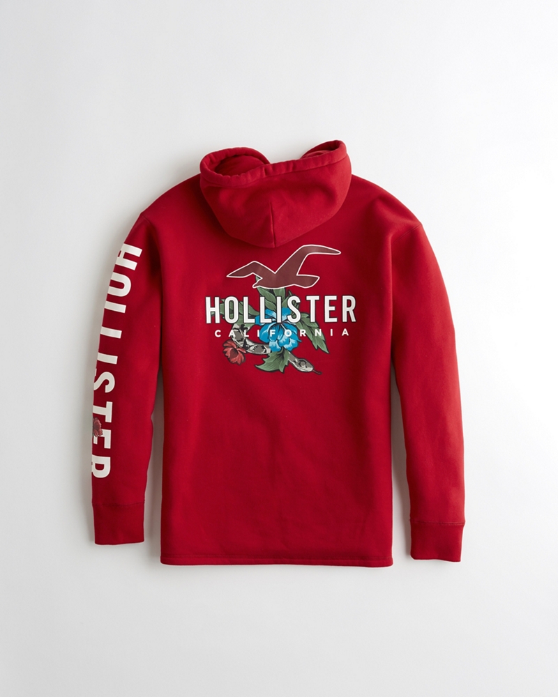 hollister print floral logo hoodie