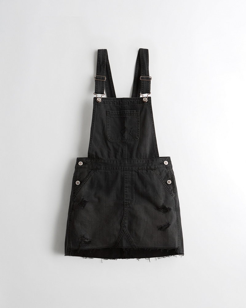 black denim overalls dress
