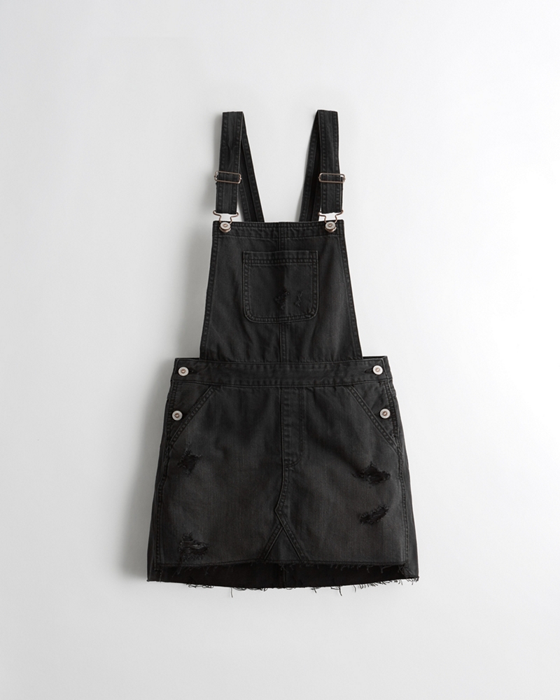 black jean overall skirt