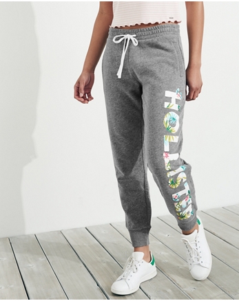 mid rise fleece joggers hollister