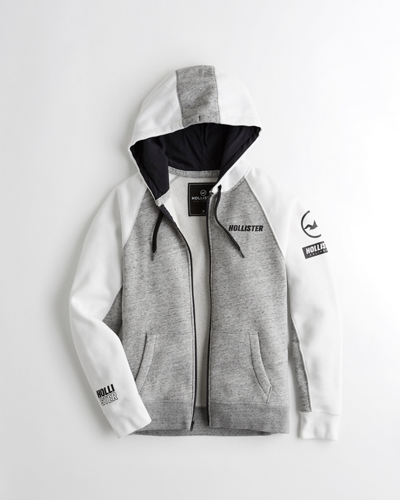 hollister logo full zip hoodie