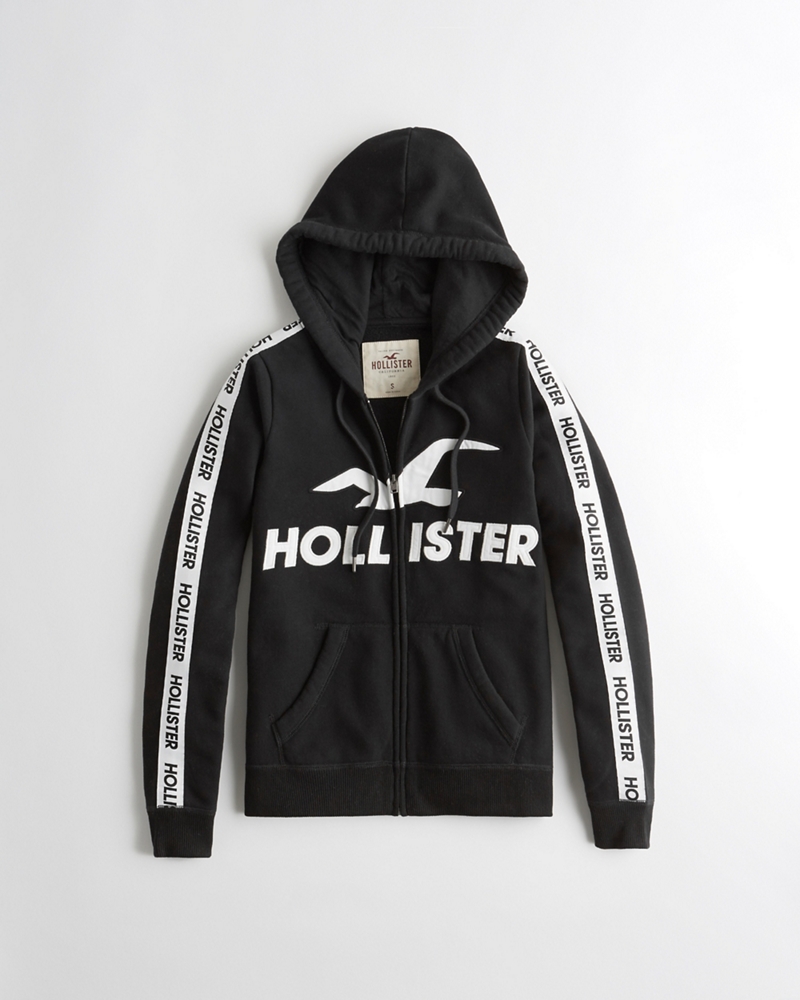 hollister logo tape hoodie