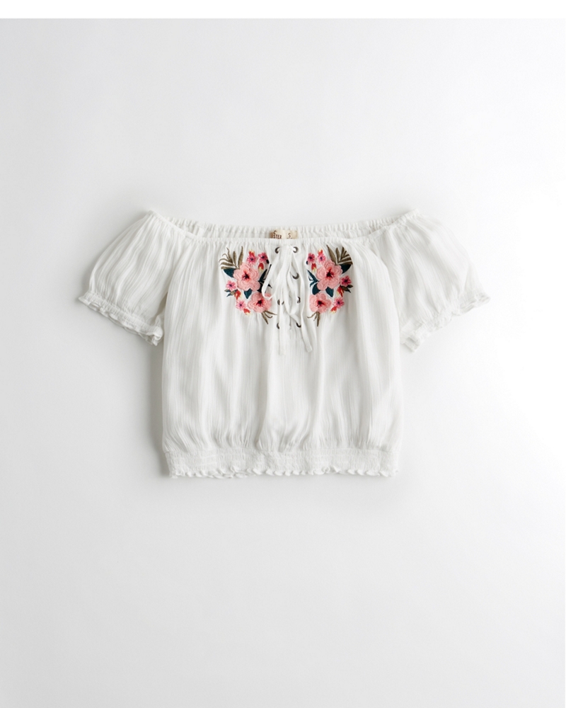 hollister off the shoulder crop top