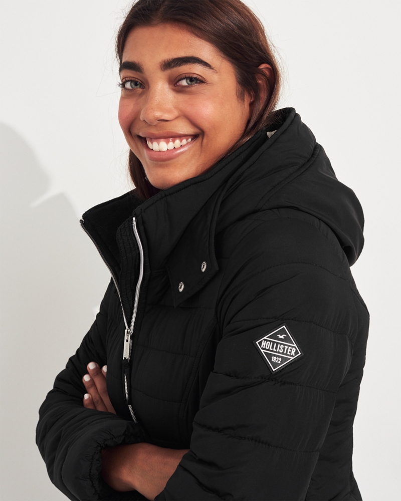 sherpa lined puffer jacket hollister
