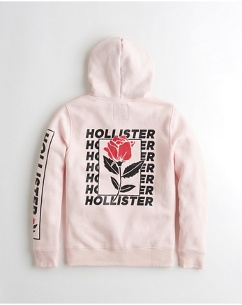 hollister red rose hoodie