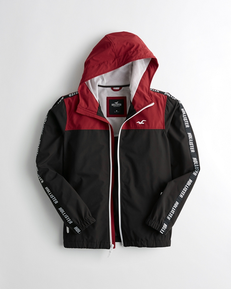 hollister red and black windbreaker