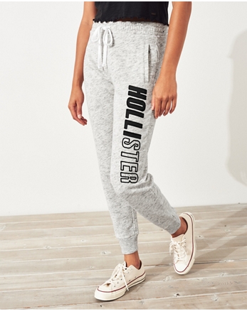 mid rise fleece joggers hollister