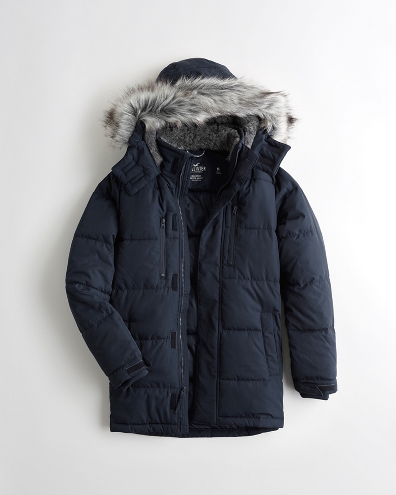 hooded puffer jacket hollister