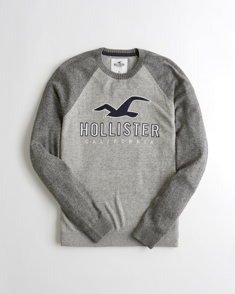 logo tape crewneck sweatshirt hollister