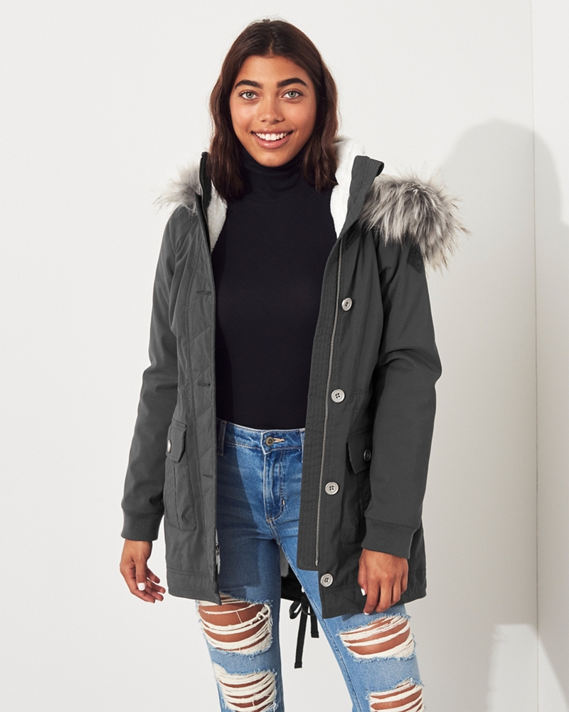 hollister stretch cozy lined parka