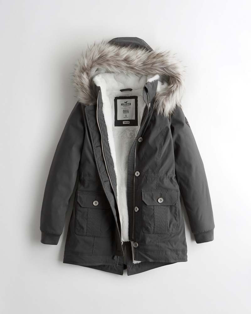 hollister stretch cozy lined parka