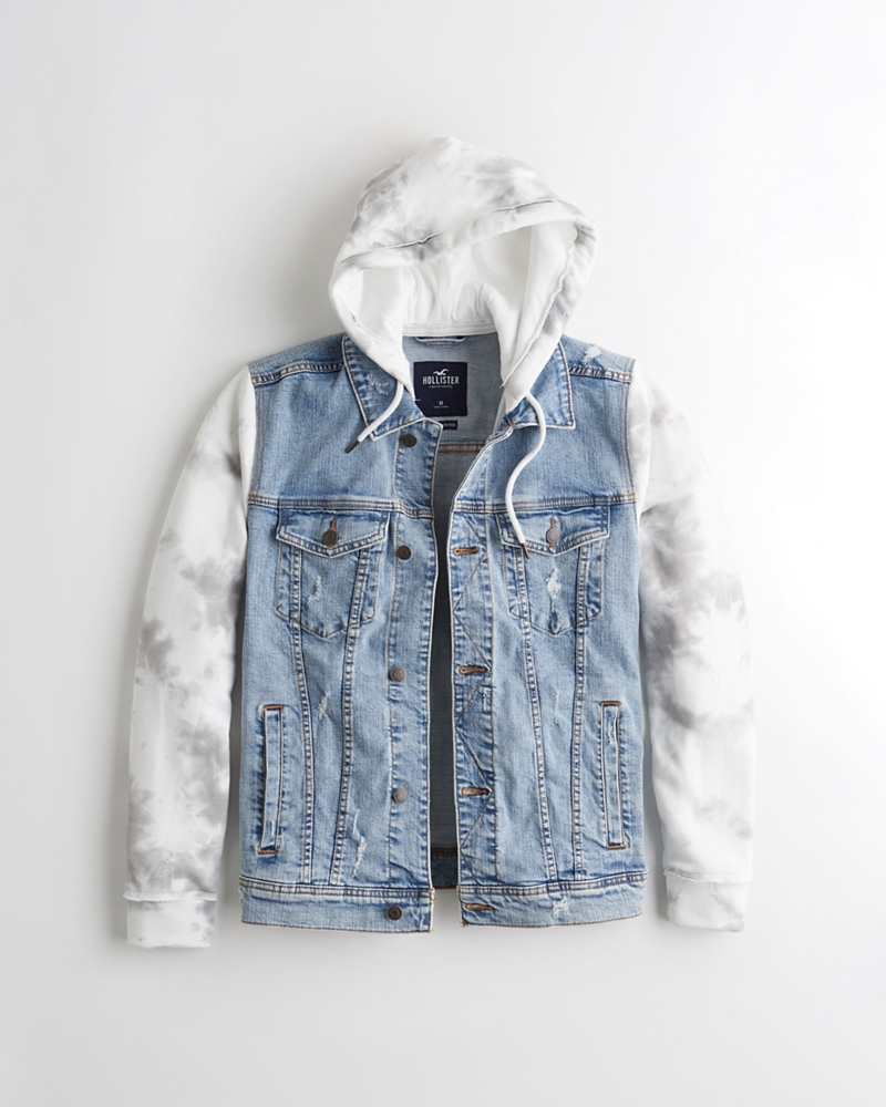 stretch hooded denim jacket