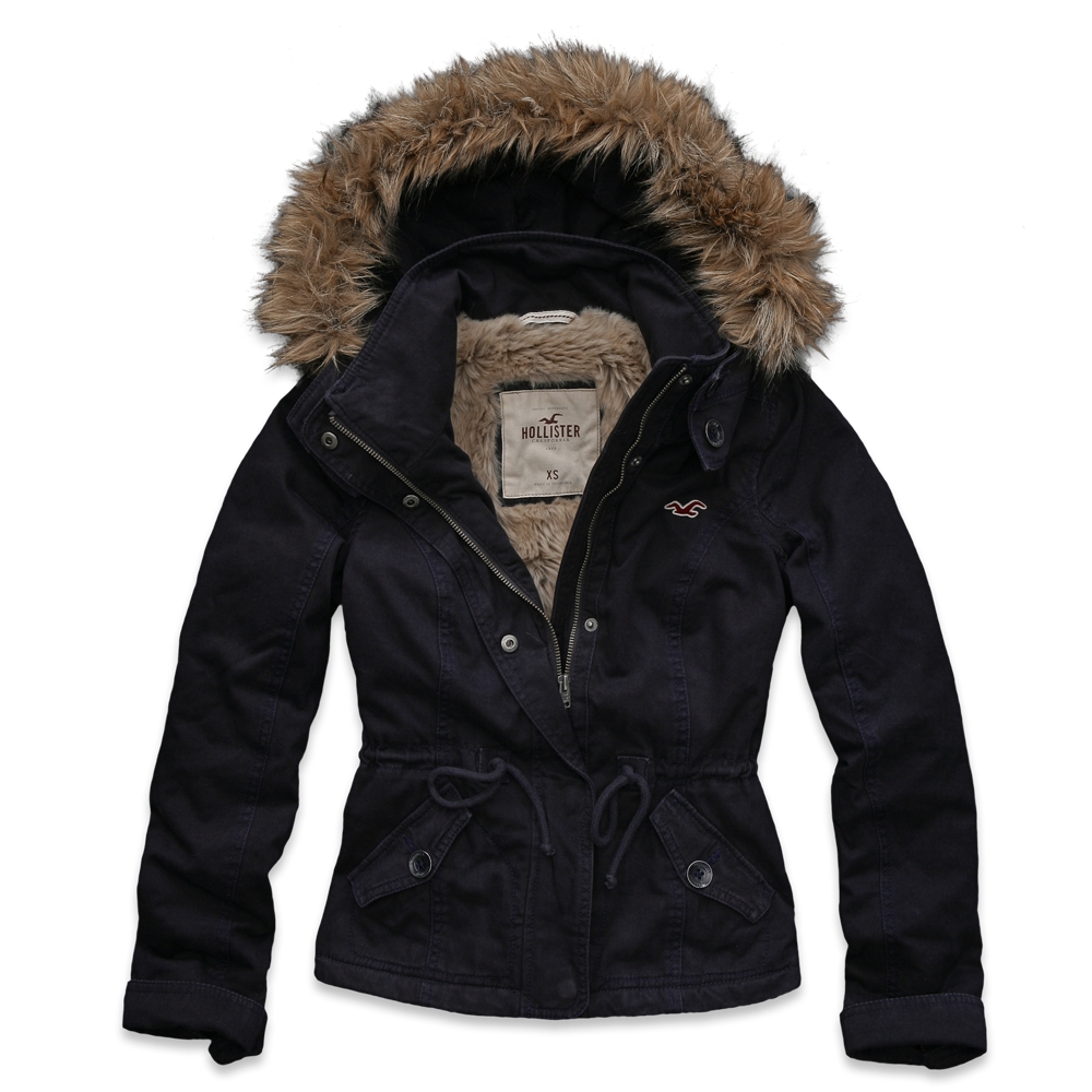 navy hollister coat