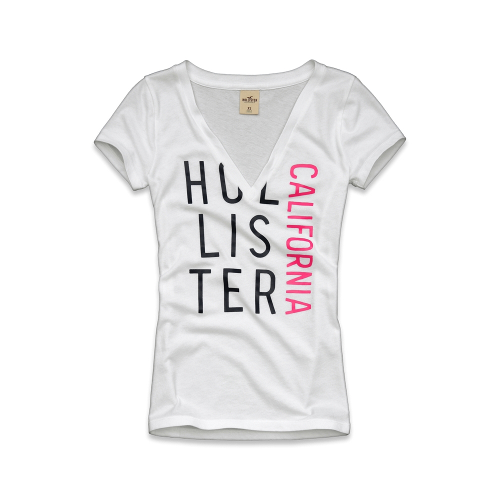   HOLLISTER by Abercrombie Womens Surfers Knoll V Neck T Shirt  