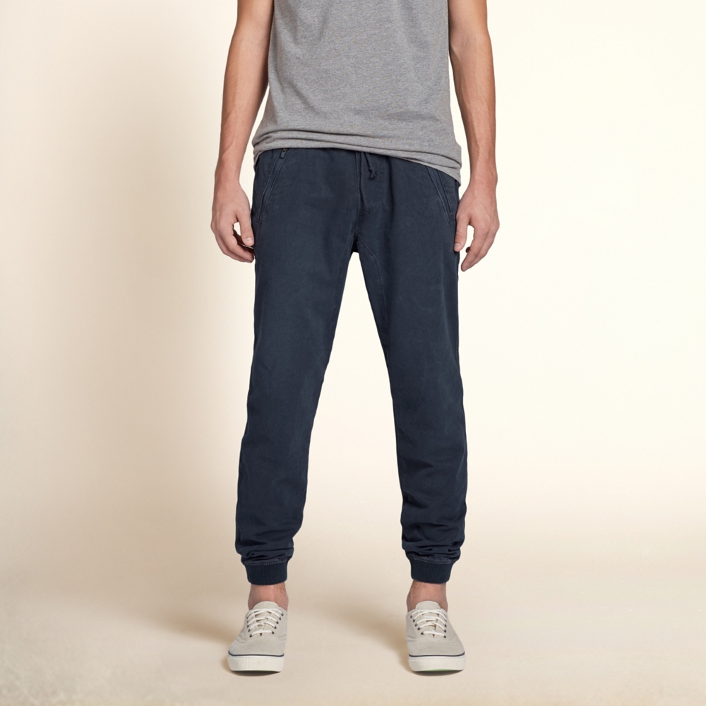 hollister high rise twill joggers