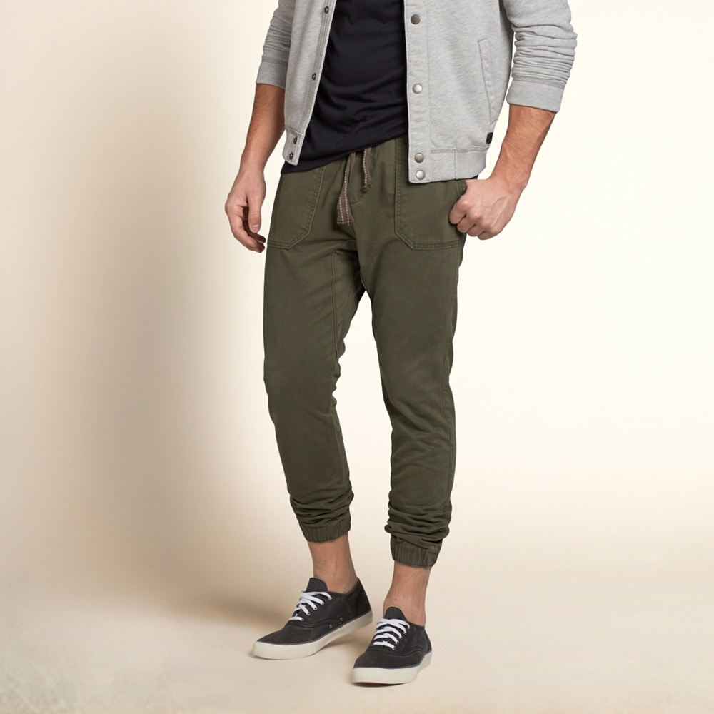 hollister high rise twill joggers