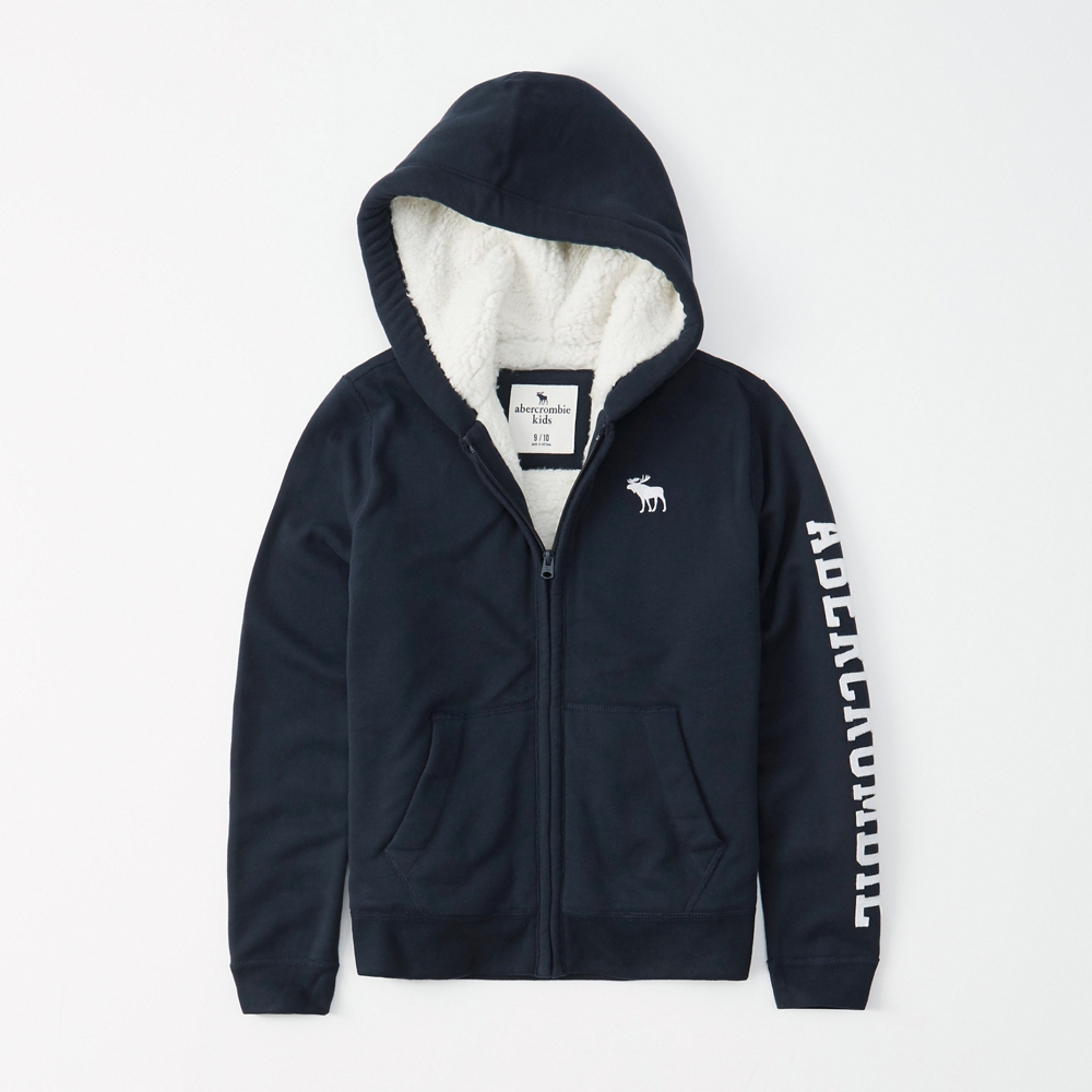 logo sherpa-lined hoodie
