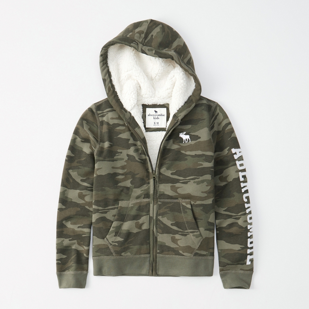 logo sherpa-lined hoodie