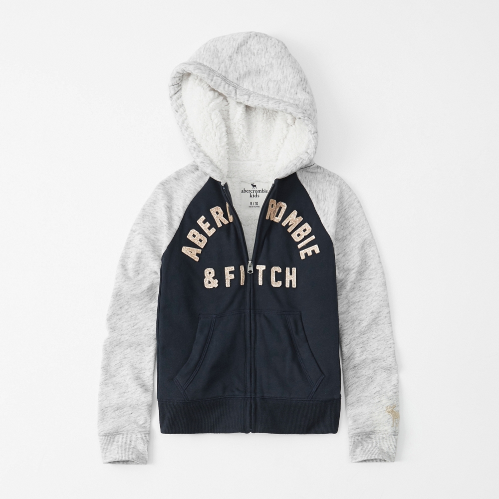 colorblock sherpa full-zip hoodie